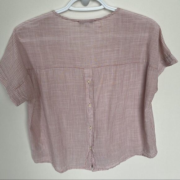 Madewell V-Neck Button-Back Top in Stripe - Picture 6 of 10